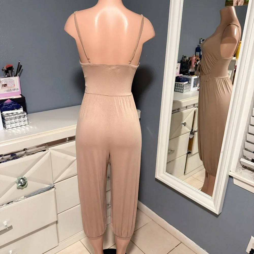 Tan Sleeveless Jumpsuit